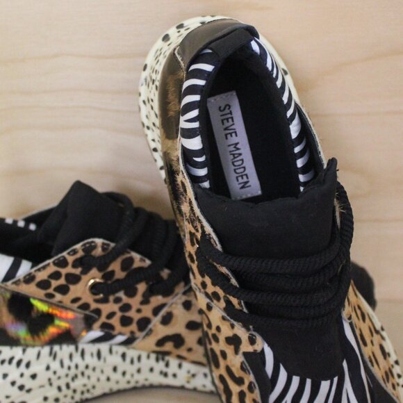 Steve Madden Cliff Animal Print Wedge Sneakers - Picture 8 of 10